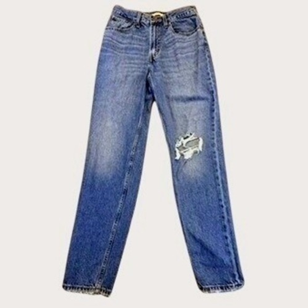 Levis Premium 80s Mom Jeans Womens 27 Distressed High Rise Tapered Medium Wash